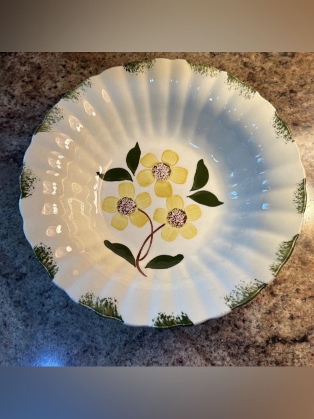Vtg Blue Ridge Southern Potteries Colonial Serving Bowl Yellow Daisies 9"  USA